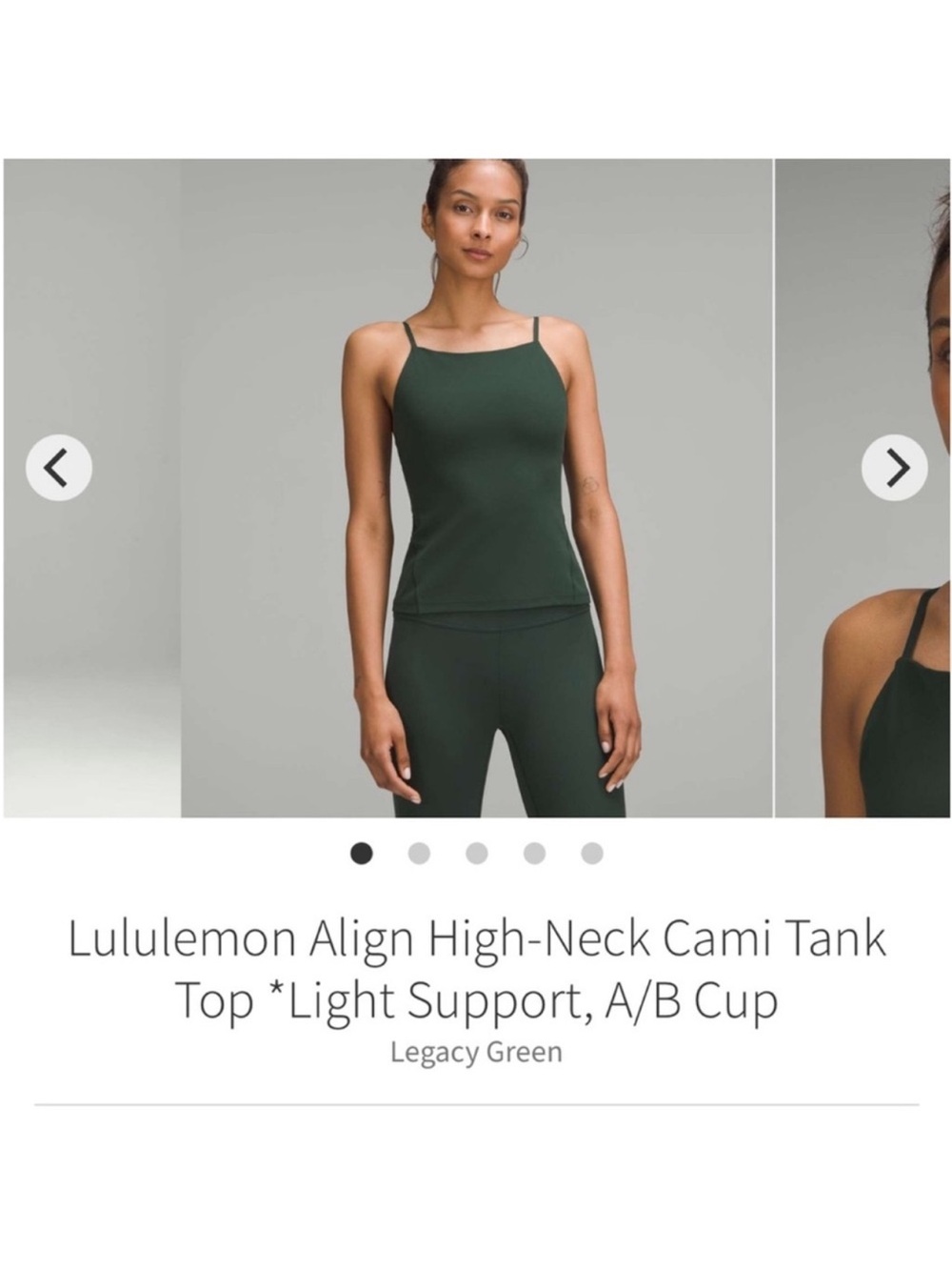 Lululemon Align High Neck Cami Tank Top A/B LEGACY GREEN Sz 4